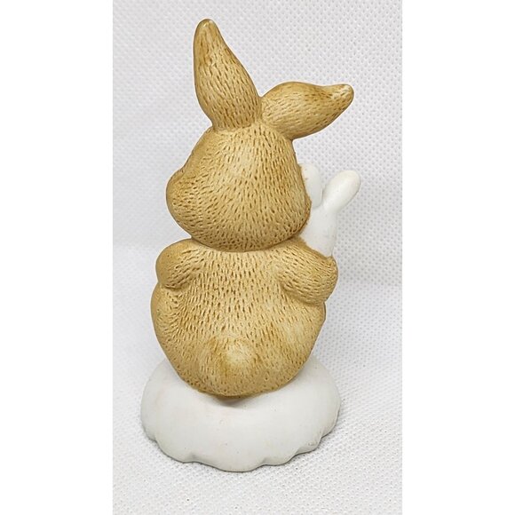 Porcelain Bunny with Teddy โ Easter Shelf Sitter Collectible Figurine - Picture 5 of 8
